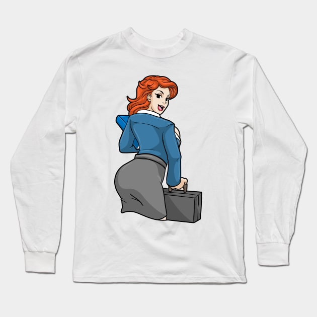 Sexy Secretary with Briefcase Long Sleeve T-Shirt by Markus Schnabel
